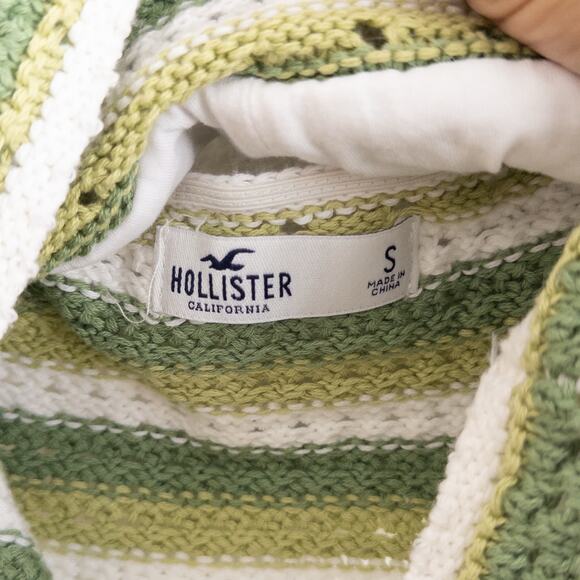 Hollister Crochet Knit Halter Neck Stripe Cropped Tank Top Size Small NWT - Picture 3 of 5